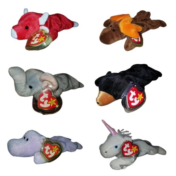 Ty Beanie Babies Mystic, Snort, Peanut, Happy, Chocolate and Blackie - Picture 1 of 7
